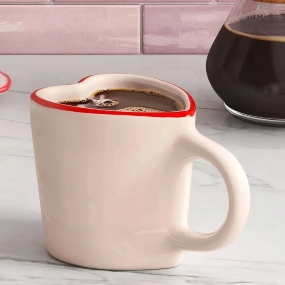 Target Threshold Heart Shaped Figural Novelty Blush Pink Red Coffee Tea Mug Cup